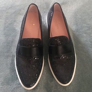 Kate Spade Black Glitter Slip On Sneakers